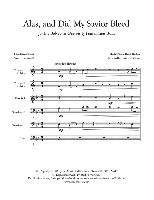 Alas! and Did My Savior Bleed? - Mixed Brass Sextet