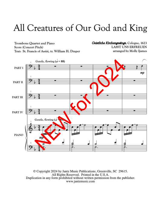 All Creatures of Our God and King - Trombone Quartet w/ piano