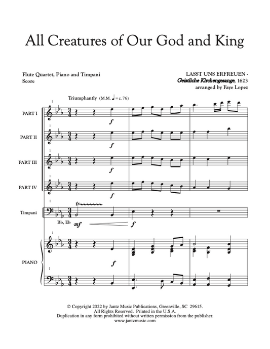 All Creatures of Our God and King - Flute Quartet