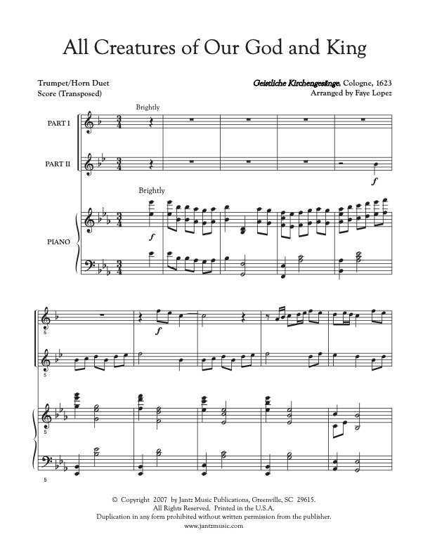 All Creatures of Our God and King - Trumpet/Horn Duet
