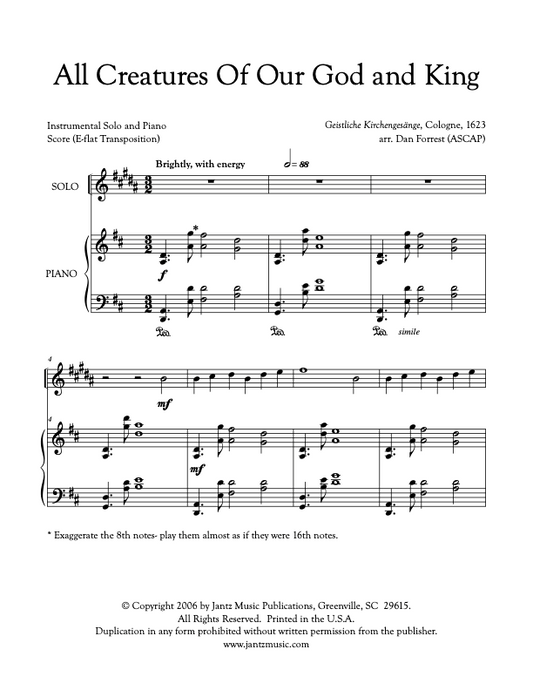 All Creatures of Our God and King - Alto Saxophone Solo