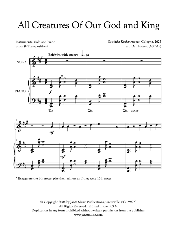 All Creatures of Our God and King - Horn Solo