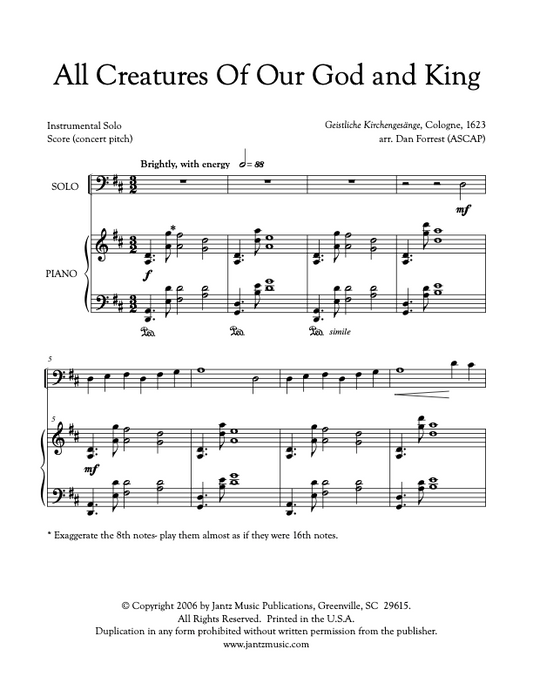All Creatures of Our God and King - Trombone Solo