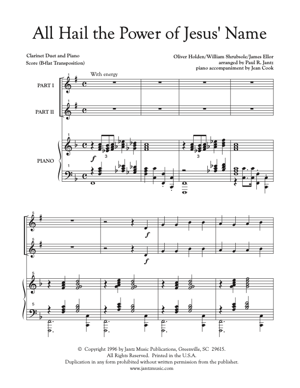 All Hail the Power of Jesus' Name - Clarinet Duet