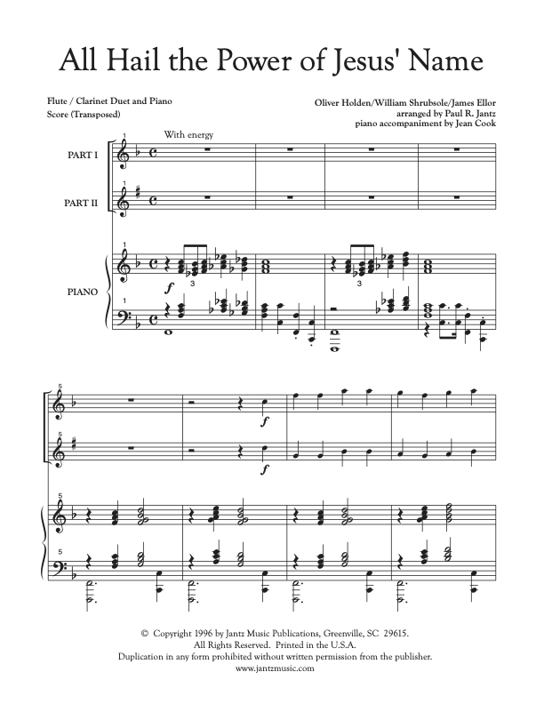 All Hail the Power of Jesus' Name - Flute/Clarinet Duet