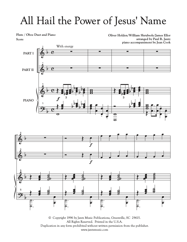 All Hail the Power of Jesus' Name - Flute/Oboe Duet