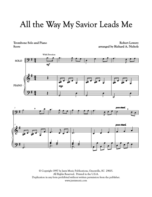 All the Way My Savior Leads Me - Trombone Solo