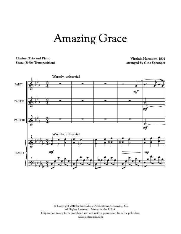 Amazing Grace - Clarinet Trio