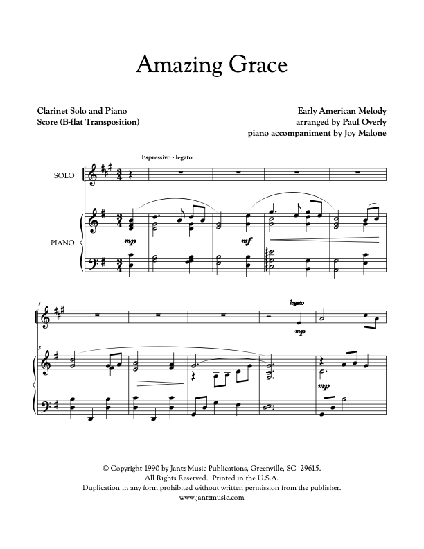 Amazing Grace - Clarinet Solo