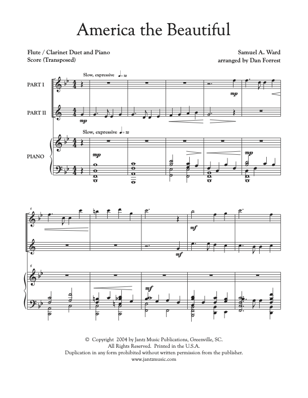 America the Beautiful - Flute/Clarinet Duet