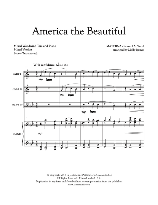 America the Beautiful - Mixed Woodwind Trio