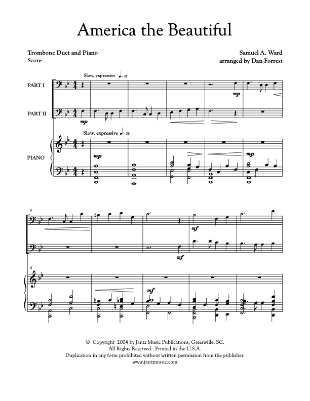 America the Beautiful - Trombone Duet