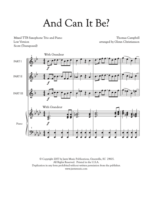 And Can It Be? - TTB Saxophone Trio