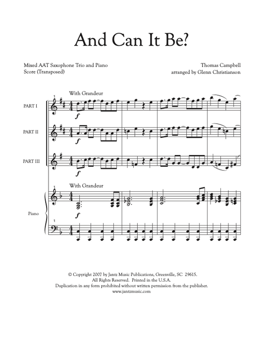 And Can It Be? - AAT Saxophone Trio