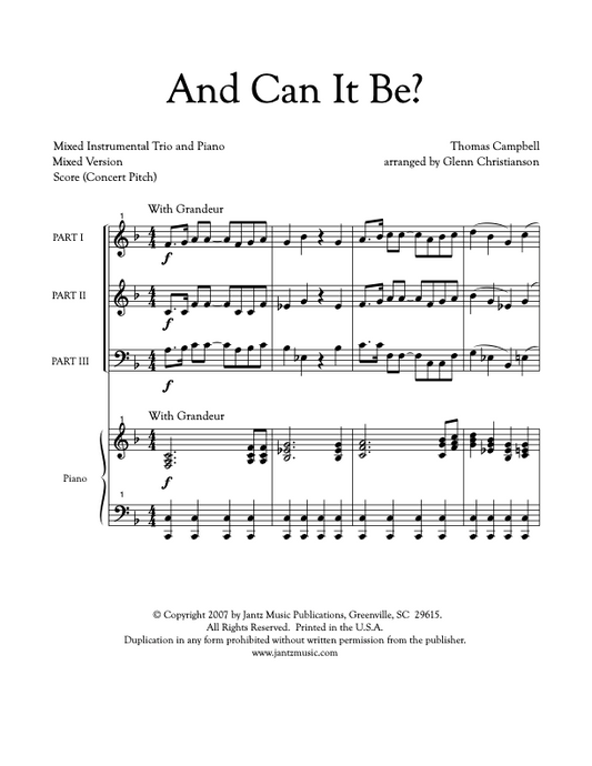 And Can It Be? - Combined Set of Mixed Brass & Mixed Woodwind Trios