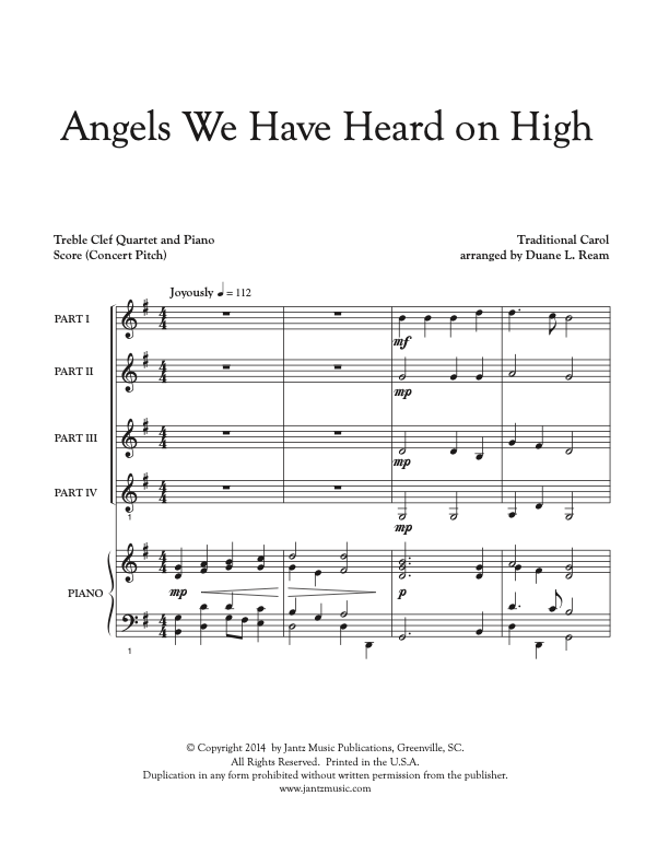 Angels We Have Heard on High - Combined Set of Flute/Clarinet/Trumpet Quartets