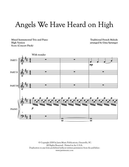Angels We Have Heard on High - Combined Set of Flute/Clarinet/Alto Saxophone Trios