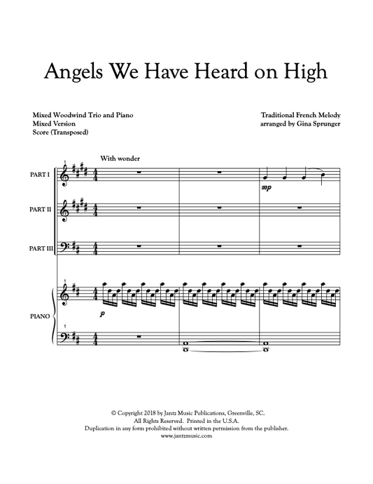 Angels We Have Heard on High - Mixed Woodwind Trio
