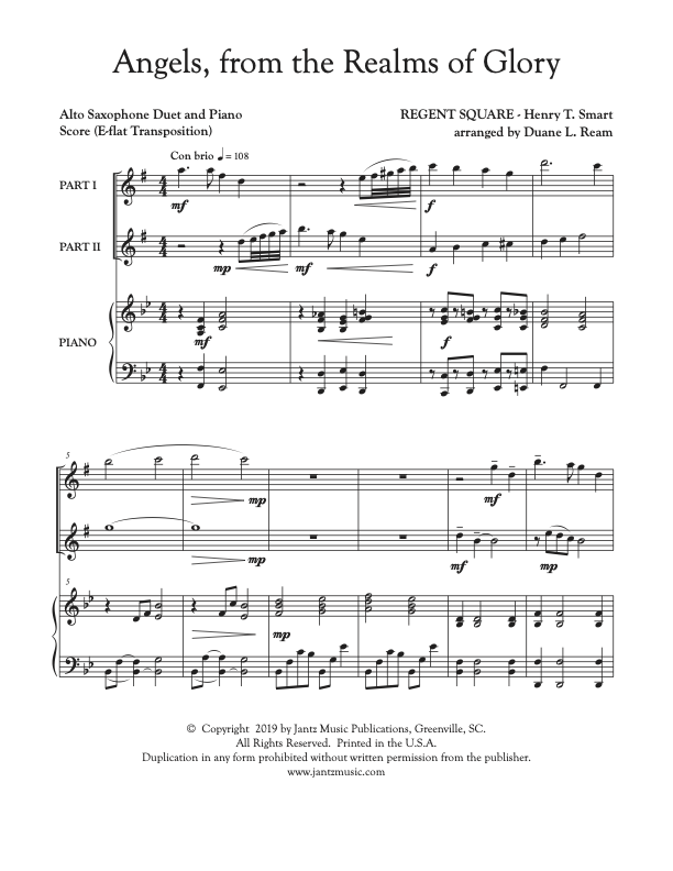 Angels, from the Realms of Glory - Alto Saxophone Duet