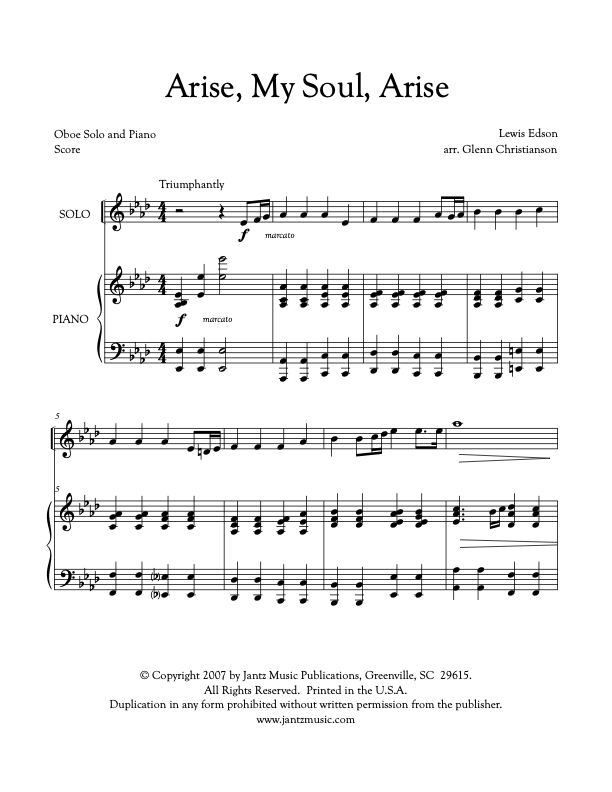 Arise, My Soul, Arise - Oboe Solo