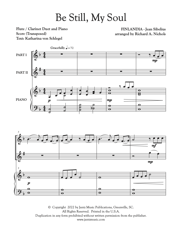 Be Still, My Soul - Flute/Clarinet Duet