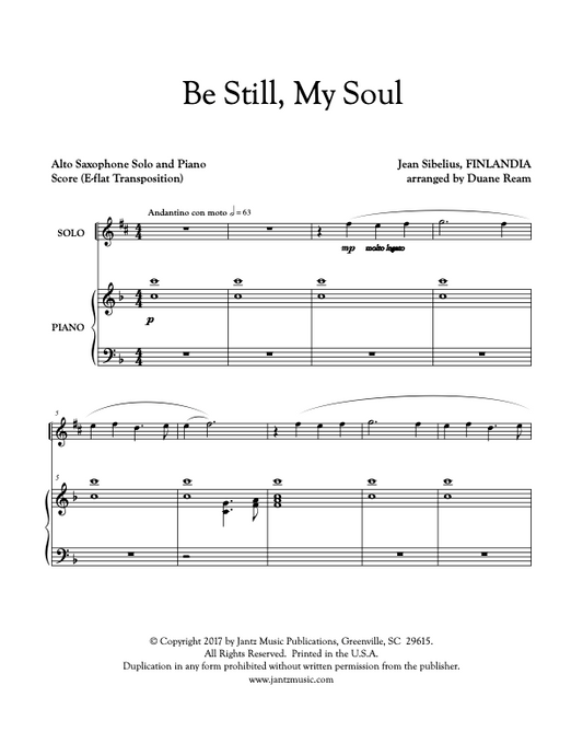 Be Still, My Soul - Alto Saxophone Solo