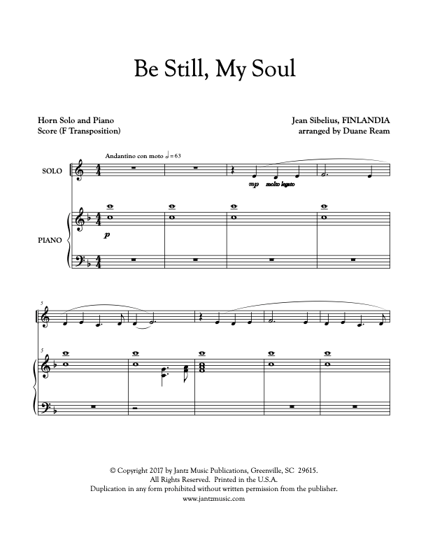 Be Still, My Soul - Horn Solo