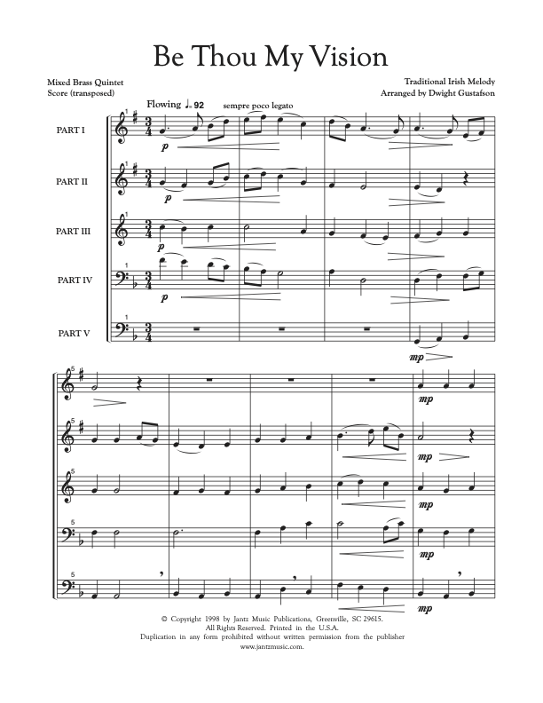 Be Thou My Vision - Mixed Brass Quintet