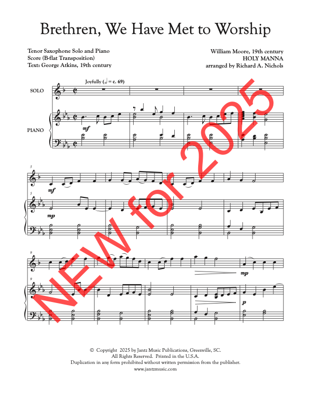 Brethren, We Have Met to Worship - Tenor Saxophone Solo