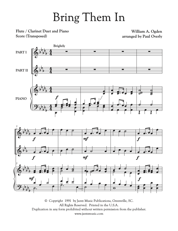 Bring Them In - Flute/Clarinet Duet