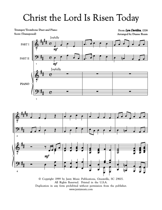 Christ the Lord Is Risen Today - Trumpet/Trombone Duet