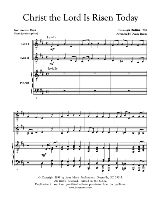 Christ the Lord Is Risen Today - Combined Set of All Duet instrument Options