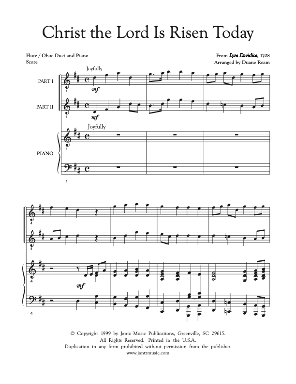 Christ the Lord Is Risen Today - Flute/Oboe Duet