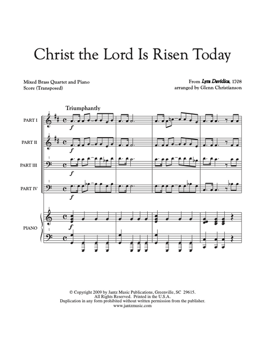 Christ the Lord Is Risen Today - Mixed Brass Quartet w/ piano