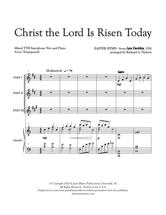 Christ the Lord Is Risen Today - TTB Saxophone Trio