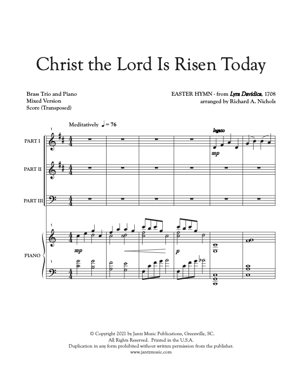Christ the Lord Is Risen Today - Mixed Brass Trio