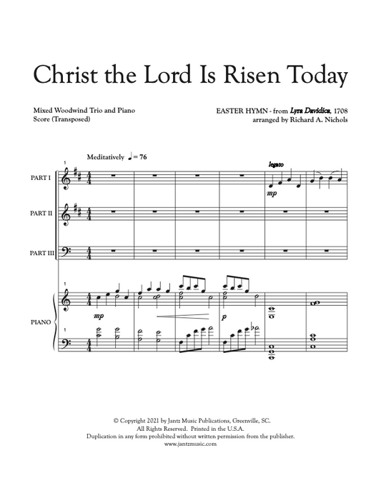 Christ the Lord Is Risen Today - Mixed Woodwind Trio