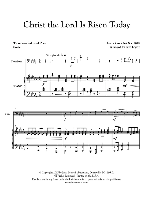 Christ the Lord Is Risen Today - Trombone Solo