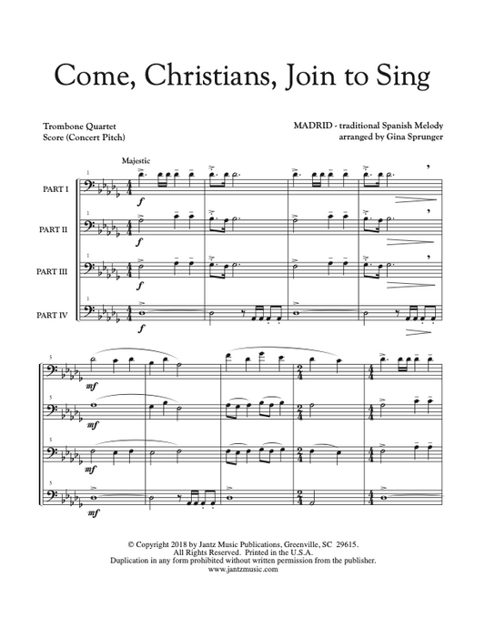 Come, Christians, Join to Sing - Trombone Quartet