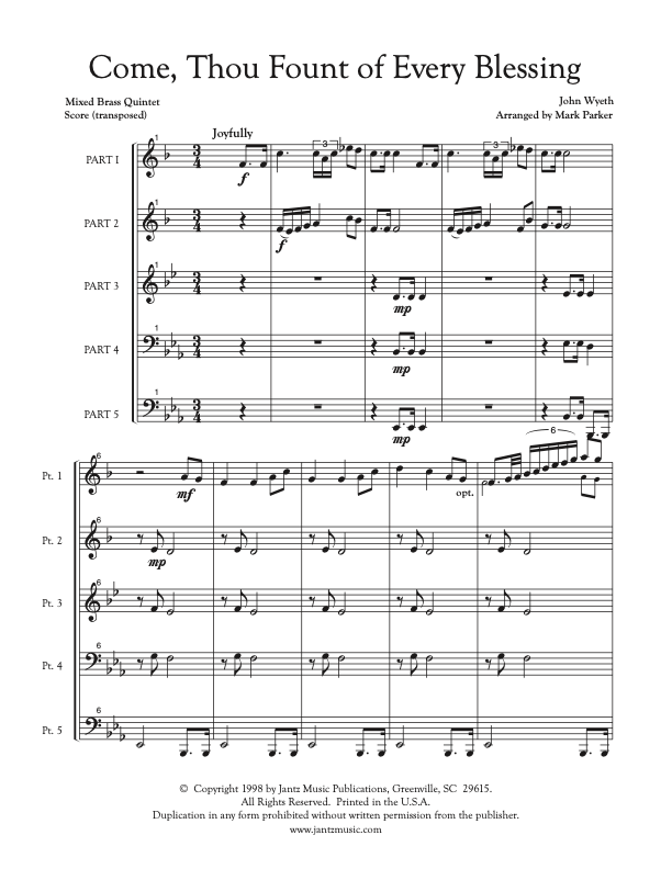 Come Thou Fount - Mixed Brass Quintet