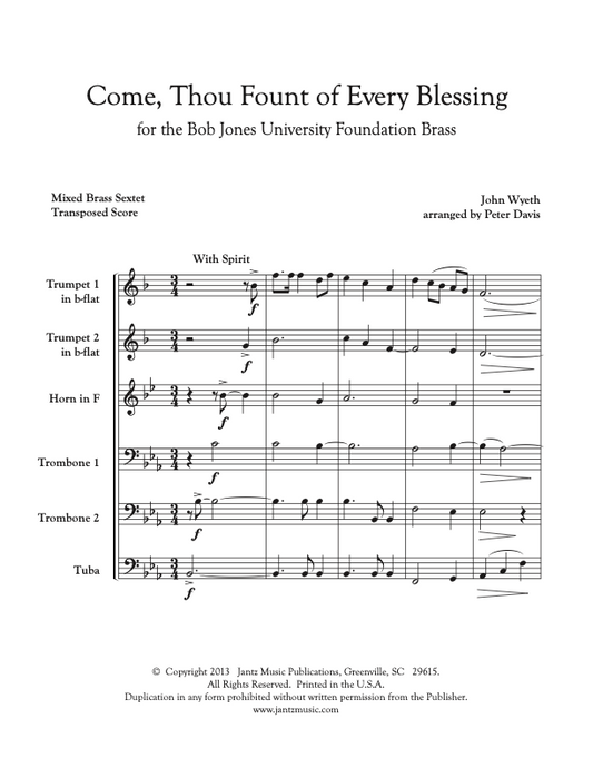 Come Thou Fount - Mixed Brass Sextet