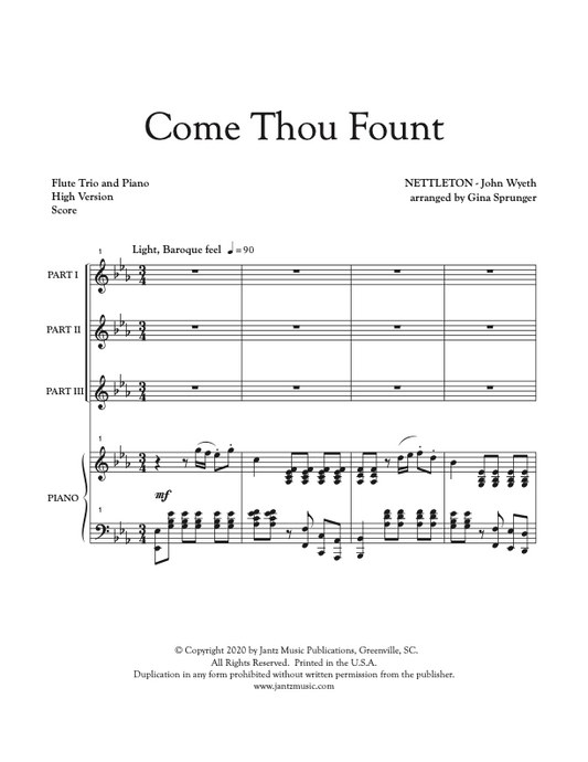 Come Thou Fount - Flute Trio