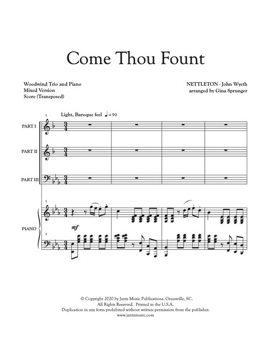 Come Thou Fount - Mixed Woodwind Trio