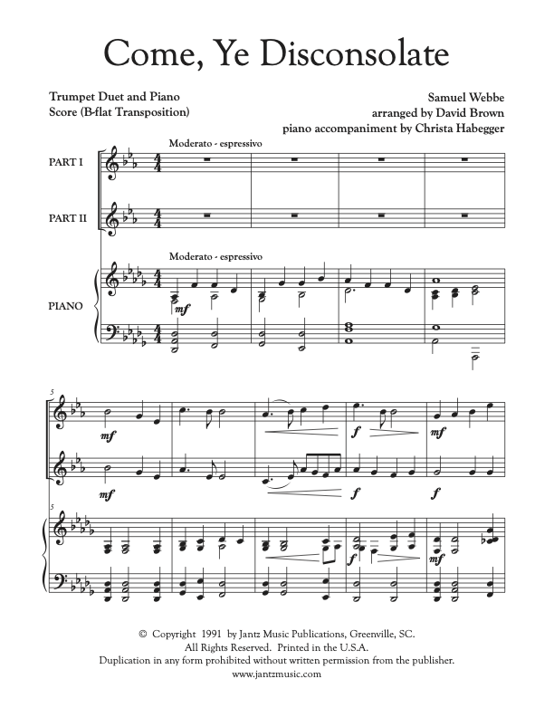 Come, Ye Disconsolate - Trumpet Duet