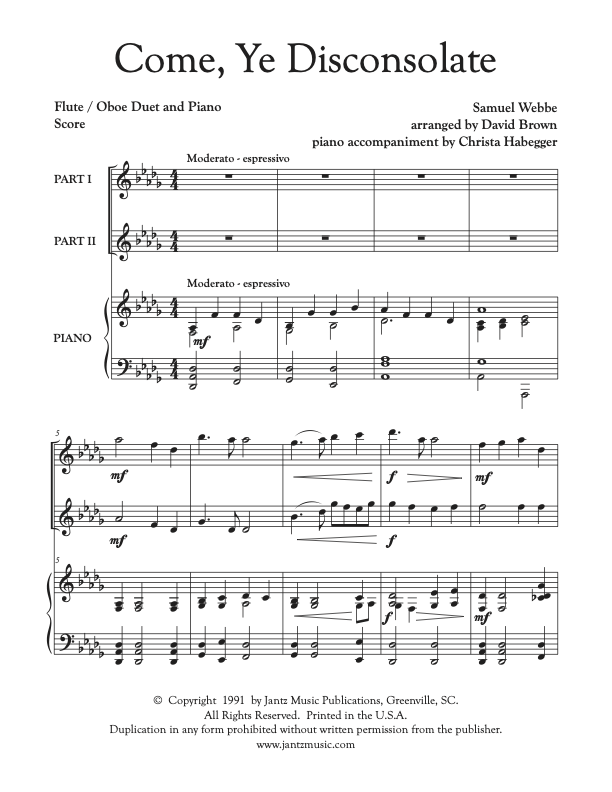 Come Ye Disconsolate - Flute/Oboe Duet