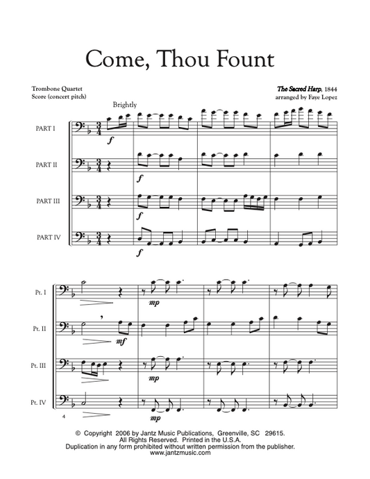 Come Thou Fount - Trombone Quartet