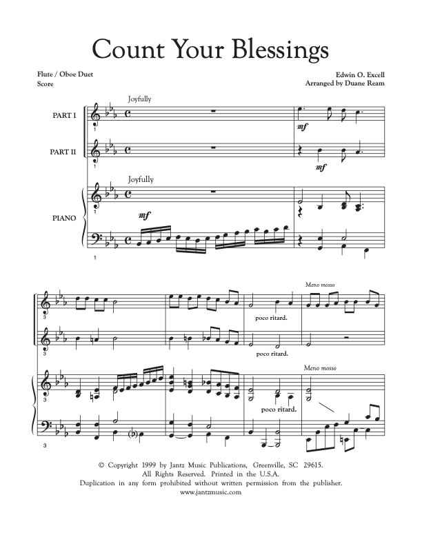 Count Your Blessings - Flute/Oboe Duet