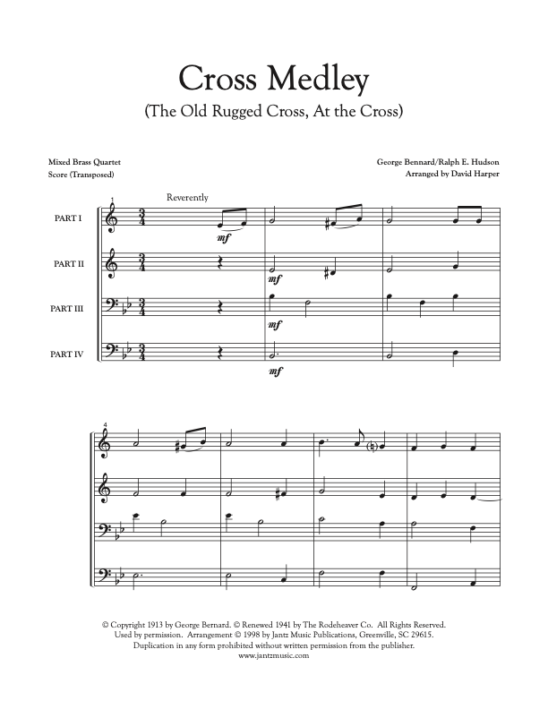Cross Medley - Mixed Brass Quartet