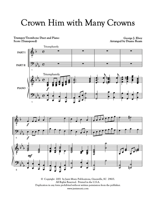 Crown Him with Many Crowns - Trumpet/Trombone Duet