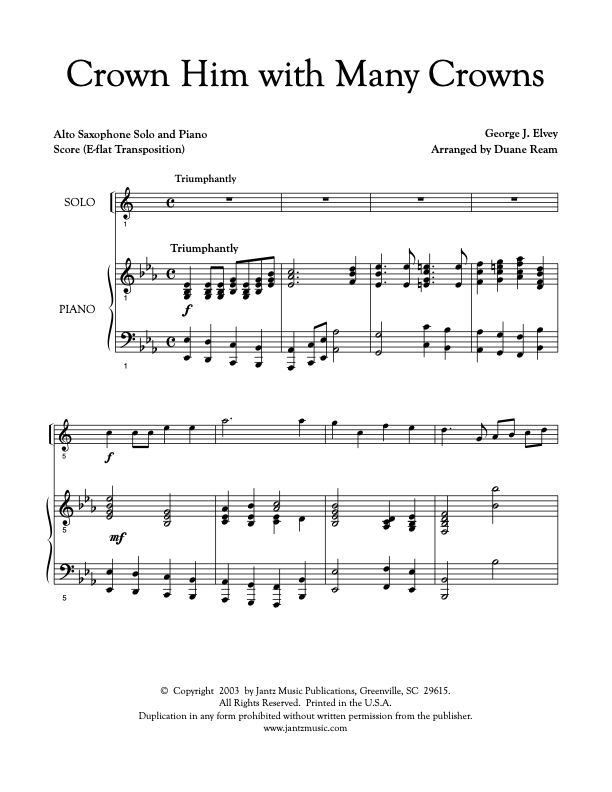 Crown Him with Many Crowns - Alto Saxophone Solo